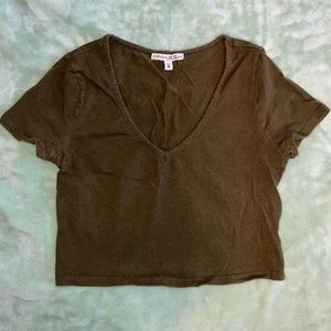 Green Cropped V-Neck